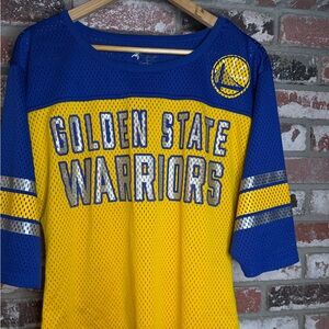 Women’s Golden State Warriors Women Mesh Raglan Blue and Yellow Jersey